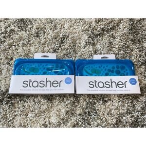 Stasher Reusable Silicone Storage Bag, Food Storage Container, Snack Size 2 Pack